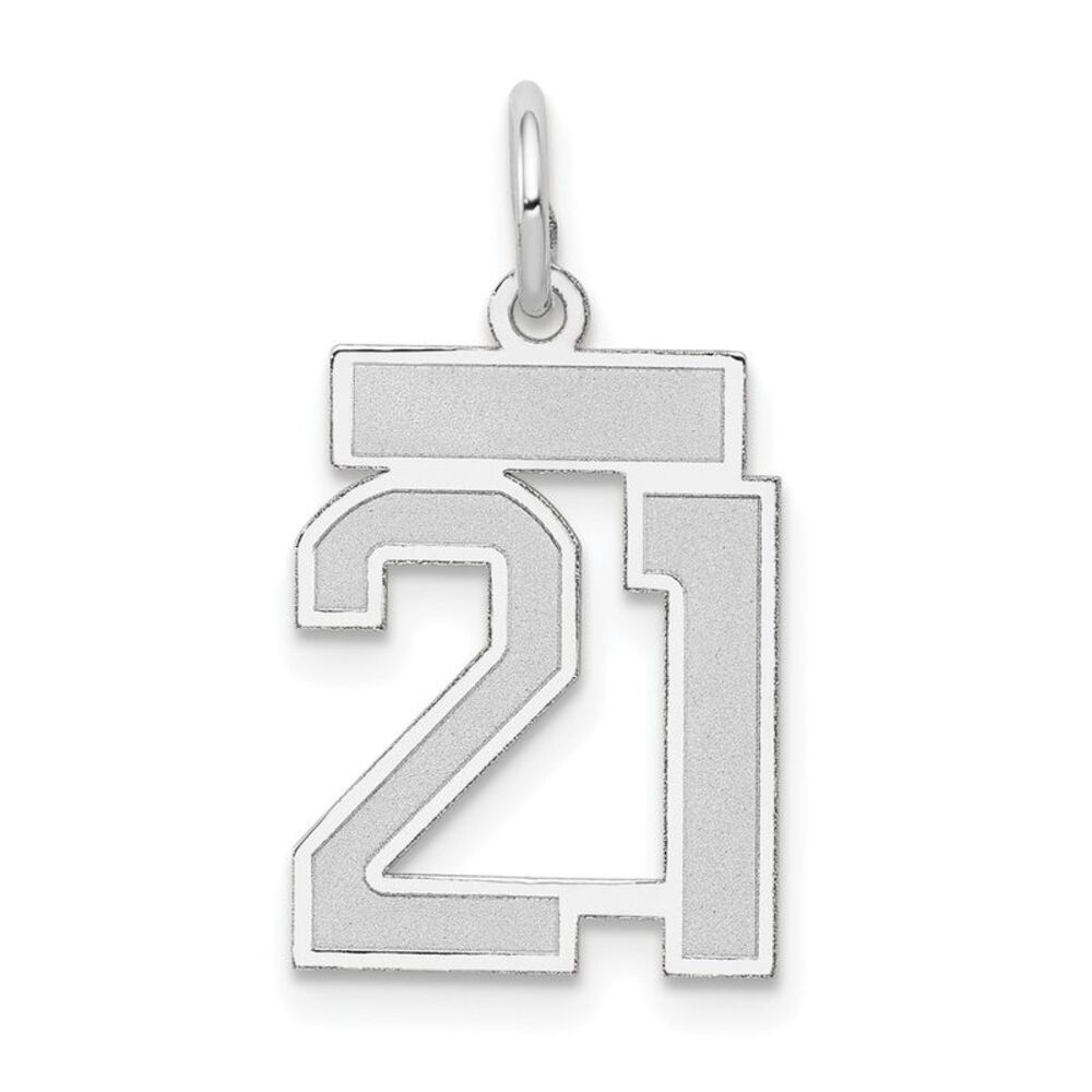 14k White Gold, Jersey Collection, Small Number 21 Pendant